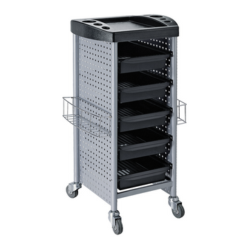 NS Trolley 09 T - Compact Black Salon & Barber Trolley with 5 PVC Drawers for Professional Hairdresser Tool Organization